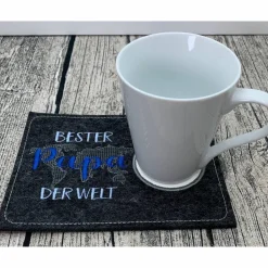 Sale bester Papa der Welt - MugRug - Untersetzer aus Filz bestickt - tolles Geschenk für den Papa zum Vatertag oder einfach s Geschenke Für Männer