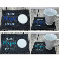 Sale bester Papa der Welt - MugRug - Untersetzer aus Filz bestickt - tolles Geschenk für den Papa zum Vatertag oder einfach s Geschenke Für Männer