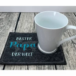 Sale bester Papa der Welt - MugRug - Untersetzer aus Filz bestickt - tolles Geschenk für den Papa zum Vatertag oder einfach s Geschenke Für Männer