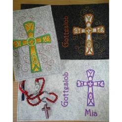 Clearance Bestickte Gotteslobhülle aus Filz *Kreuz mit verschlungenem Hintergrund *individuell angefertigt Gotteslobhülle