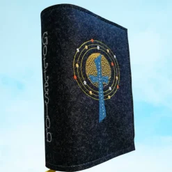 Sale bestickte Hülle für das Gottes - Lob, blau-meliert, hochwertiger Filz Gotteslobhülle