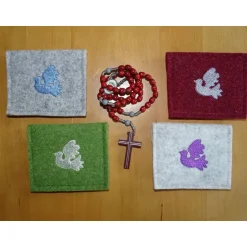 Best Bestickte Rosenkranztasche aus Filz *Taube *individuell angefertigt Rosenkranztäschchen