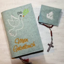 Best Bestickte Rosenkranztasche aus Filz *Taube *individuell angefertigt Rosenkranztäschchen