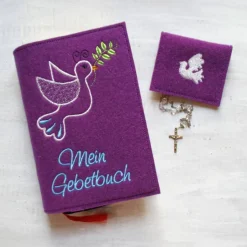 Best Bestickte Rosenkranztasche aus Filz *Taube *individuell angefertigt Rosenkranztäschchen