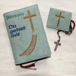 Discount Bestickte Rosenkranztasche aus Filz *Motiv Kreuz mit Stein *individuell angefertigt Rosenkranztäschchen