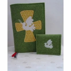 Rosenkranztäschchen|Corinas Nähstüberl Bestickte Rosenkranztasche aus grünem Filz mit weißer Taube *sofort versandfertig