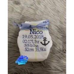 Best Bestickte Windel mit Geburtsdaten oder Spruch Geschenke