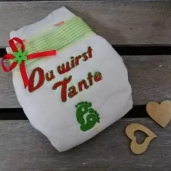 Clearance Bestickte Windel mit Spruch: Du wirst Tante Geschenke