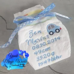 Geschenke|Yanik Magic World Handmade Bestickte Windel personalisierte Deko