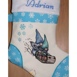 Best Bestickter Nikolausstiefel Weihnachtsstiefel Geschenkbeutel personalisierter Wunschname flauschige Krempe Nikolausstiefel