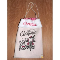 Hot Bestickter Weihnachtsbeutel Nikolausbeutel weihnachtlicher Geschenkbeutel personalisierter Wunschname flauschige Krempe Säckchen & Beutel