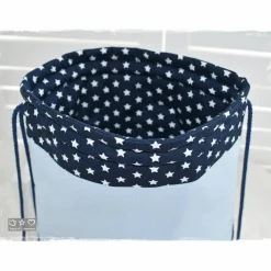 Clearance Beutel-/Rucksack hell-dunkelblau mit Bär und Wunschname Kinder Turnbeutel