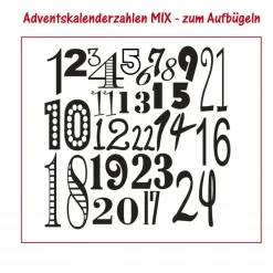 Adventskalenderzahlen|stuemperei Bügelbild Adventskalender - Zahlen - MIX zum Aufbügeln