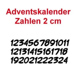 New Bügelbild Adventskalender Zahlen 1-24 aus Flockfolie – Velour zum Aufbügeln Adventskalenderzahlen