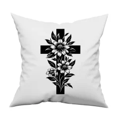 Dekoration|Makinda Bügelbild Kreuz  mit Blumen - Applikation zum aufbügeln - Aufbügler - christliches Bügelbild
