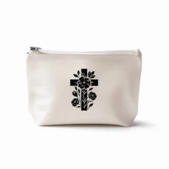 Discount Bügelbild Kreuz mit Blumen  - Applikation zum aufbügeln - Aufbügler - christliches Bügelbild * Dekoration