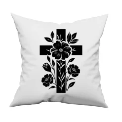 Discount Bügelbild Kreuz mit Blumen  - Applikation zum aufbügeln - Aufbügler - christliches Bügelbild * Dekoration