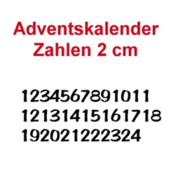 Adventskalenderzahlen|stuemperei Bügelbild ZAHLEN #3 ADVENTSKALENDER – Flockfolie Velour, Zahlen 1-24, individuell wählbar