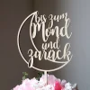 Best Blumen- / Tortenstecker "bis zum Mond und zurück" aus Holz, Caketopper, Tortentopper, Tortenfigur, Blumengesteck Tortendekoration