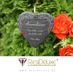 Blumenranke Schieferstecker Andenken Schiefer Trauergeschenk Grabschmuck Grabstecker Gravur Grabdeko Beerdigung Gedenksteine