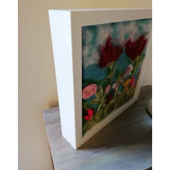 Online Blumenwiese gefilzt im Bilderrahmen Kunst