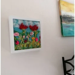 Online Blumenwiese gefilzt im Bilderrahmen Kunst