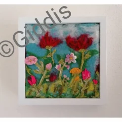 Online Blumenwiese gefilzt im Bilderrahmen Kunst