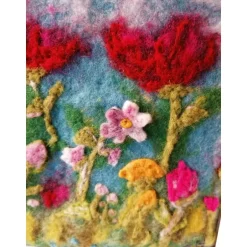 Online Blumenwiese gefilzt im Bilderrahmen Kunst