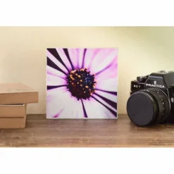 Blumenwiese Sommer rosa Wandgestaltung, Foto auf Holz, im Quadrat, 13 x 13 cm handmade Sommer