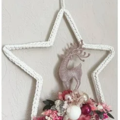 Adventskränze|AllerleiLiebe Boho Makrameekranz mit Trockenblumen in rosa/pink
