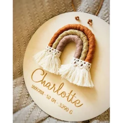 Clearance Boho Regenbogen Namensschild/Türschild auf Wunsch mit Geburtsdaten Geschenke