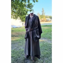 Sale Braunes Unterkleid Leinen used look mit Borte, Wikinger, Cosplay, LARP, SCA, Kostüme Für Erwachsene