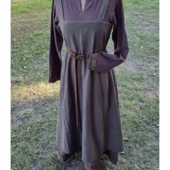 Sale Braunes Unterkleid Leinen used look mit Borte, Wikinger, Cosplay, LARP, SCA, Kostüme Für Erwachsene