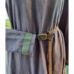 Sale Braunes Unterkleid Leinen used look mit Borte, Wikinger, Cosplay, LARP, SCA, Kostüme Für Erwachsene