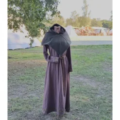 Sale Braunes Unterkleid Leinen used look mit Borte, Wikinger, Cosplay, LARP, SCA, Kostüme Für Erwachsene