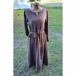 Sale Braunes Unterkleid Leinen used look mit Borte, Wikinger, Cosplay, LARP, SCA, Kostüme Für Erwachsene