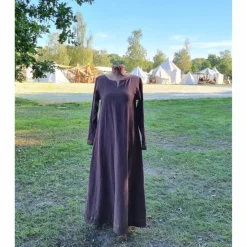 Sale Braunes Unterkleid Leinen used look mit Borte, Wikinger, Cosplay, LARP, SCA, Kostüme Für Erwachsene