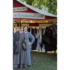 Sale Braunes Unterkleid Leinen used look mit Borte, Wikinger, Cosplay, LARP, SCA, Kostüme Für Erwachsene
