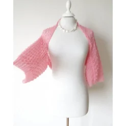 Discount Braut Bolero rosa aus Kid-Mohair, zarter Shrug für Hochzeit,  Ärmelbolero gestrickt Brautstolen & -Boleros