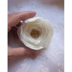 Clearance Braut Kopfschmuck Stoffblume Brosche Klammer Haarklammer Satin Hochzeit Creme "Reve d`Or" Brautschmuck