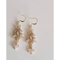 Best Braut Ohrringe Lang Hochzeitschmuck mit Zirkonia Vergoldete Ohrstecker Hochzeit Schmuck Brautschmuck