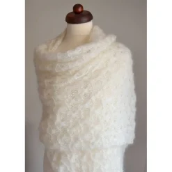 Best Braut Stola, Umhang, Tuch, Bolero, Weste, Hochzeits Stola, Creme!Alpaka Seide! Brautstolen & -Boleros