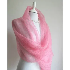 Outlet Brautschal rosa, gestrickte Hochzeitstola, Braustola, Lace Stola, Mohairstola, Umschlagtuch, Sommer Stola Brautstolen & -Boleros