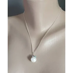 Brautschmuck|AhaSchmuck Brautschmuck Silberkette mit Perle und Apatit