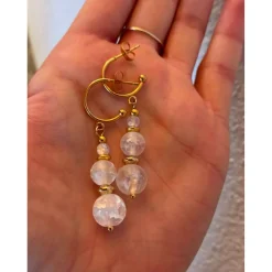 Sale Brautschmuck-Set aus Bergkristall: Rückenkette, Armband & Ohrringe – vergoldeter Edelstahl, individualisierbar Brautschmuck