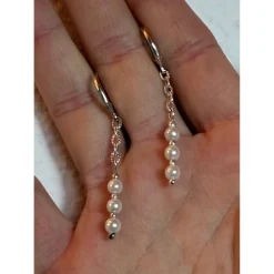 Best Brautschmuck-Set aus schneeweißen Glaswachsperlen – Rückenkette, Armband & Ohrringe individualisierbar Brautschmuck