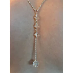 Brautschmuck-Set Rückenkette, Armband & Ohrringe – Böhmischer Glasperlenschmuck kristallklar/transparent individualisier Brautschmuck