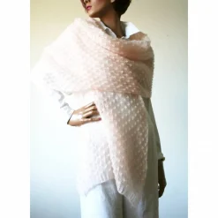 Outlet Brautstola, Brautschal, pastell lachs rose, Hochzeitsstola aus Mohair, gestrickte Mohairstola, Strickstola, Umschlagtuch, Mohairstola Brautstolen & -Boleros
