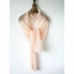 Outlet Brautstola, Brautschal, pastell lachs rose, Hochzeitsstola aus Mohair, gestrickte Mohairstola, Strickstola, Umschlagtuch, Mohairstola Brautstolen & -Boleros