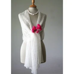 Clearance Brautstola  ivory Mohair und Seide, Lace-Stola für die Hochzeit, weiches Umschlagtuch, edles Schultertuch, handgefertigt Brautstolen & -Boleros